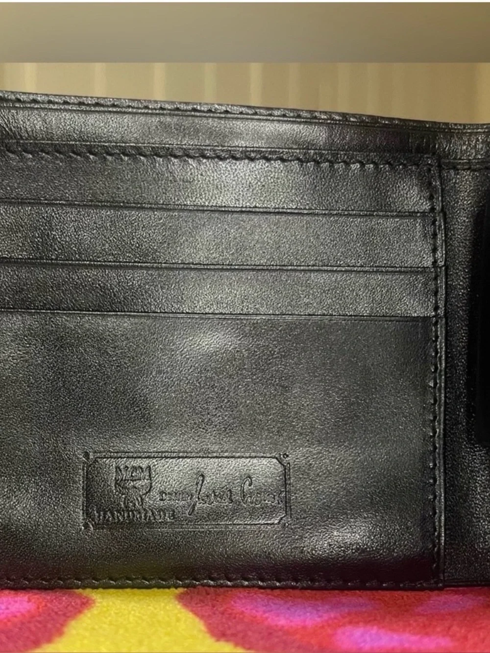 MCM Black Bifold Men's Wallet Logo Pattern Credit Card Folding Theme Logo